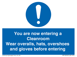 Cleanroom Wear overalls, hats, overshoes and gloves before entering